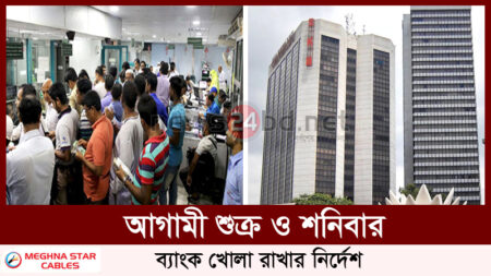 আগামী শুক্র ও শনিবার ব্যাংক খোলা রাখার নির্দেশ