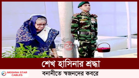 শেখ হাসিনার শ্রদ্ধা বনানীতে স্বজনদের কবরে