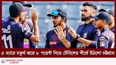 ৫ ম্যাচে চতুর্থ জয়ে ৮ পয়েন্ট নিয়ে টেবিলের শীর্ষে উঠলো চট্টগ্রাম