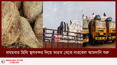 প্রথমবার হিলি স্থলবন্দর দিয়ে ভারত থেকে নারকেল আমদানি শুরু