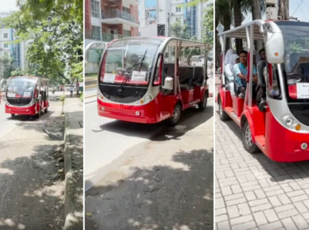 বসুন্ধরায় রিকশার বদলে শাটল বাস, ভাড়া মাত্র ১০ টাকা!
