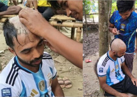 ব্রাজিলের জয়ে মাথা ন্যাড়া করে কথা রাখলেন আর্জেন্টিনা সমর্থক