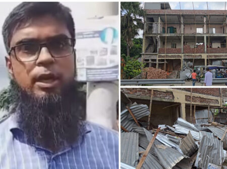 পাইকারদিতে সওজের সার্ভেয়ারক ঘুষ না দেয়ায় আক্রোশের উচ্ছেদ, প্রতিবাদে ভুক্তভোগীদের বিক্ষোভ