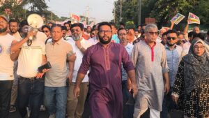 সোনারগাঁওয়ে নৈরাজ্য ও চক্রান্তের প্রতিবাদে সমাবেশ ও বিক্ষোভ মিছিল